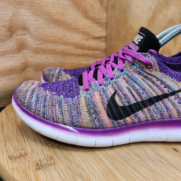 Nike Free RN Flyknit Womens Purple Running Shoes Sneakers Size 8 - Picture 5 of 10